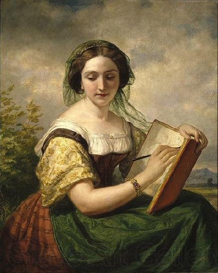 Daniel Huntington The Sketcher: A Portrait of Mlle Rosina, a Jewess Germany oil painting art